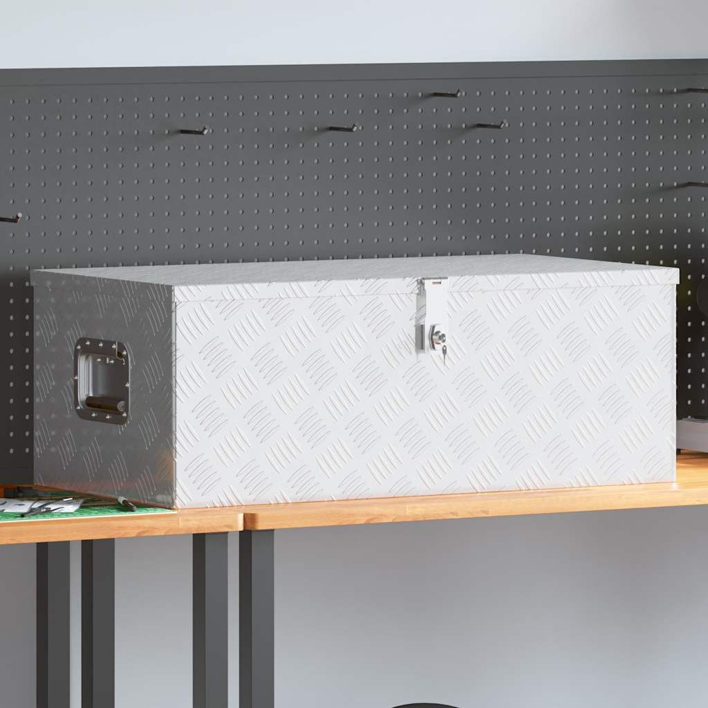 vidaXL Aufbewahrungsbox Silbern 90x47x33,5 cm Aluminium