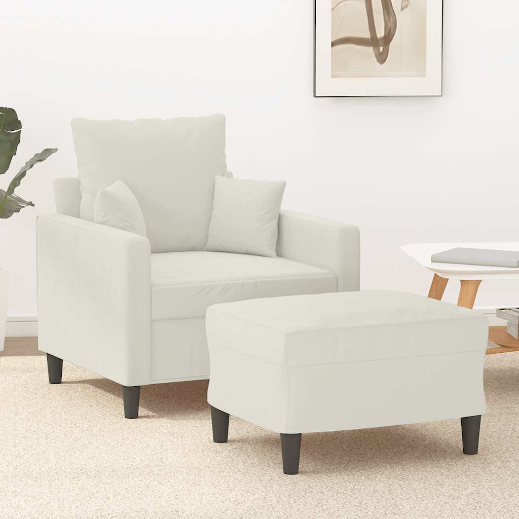 vidaXL Sessel mit Hocker Creme 60 cm Samt