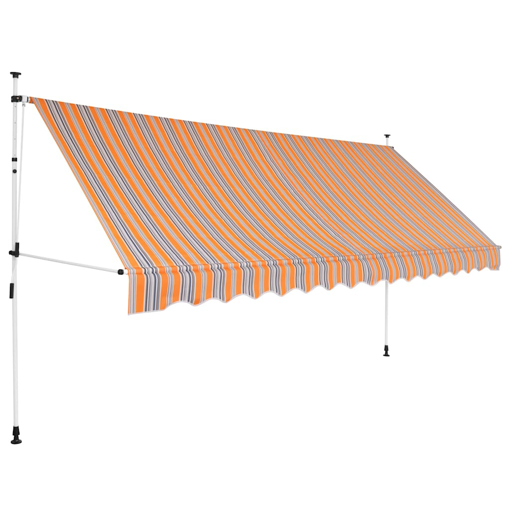 vidaXL Einziehbare Markise Handbetrieben 400 cm Gelb/Blau Gestreift