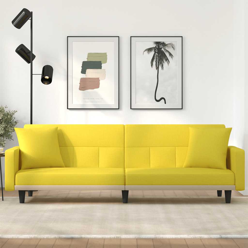 vidaXL Schlafsofa mit Kissen Hellgelb Stoff