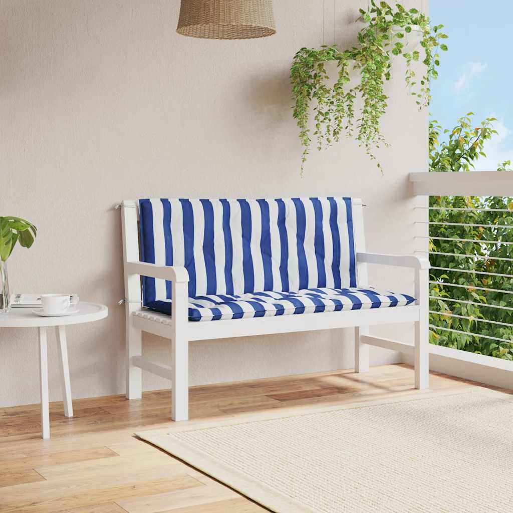 vidaXL Gartenbank-Auflagen 2 Stk. Blau&Weiß Gestreift 120x50x7cm Stoff