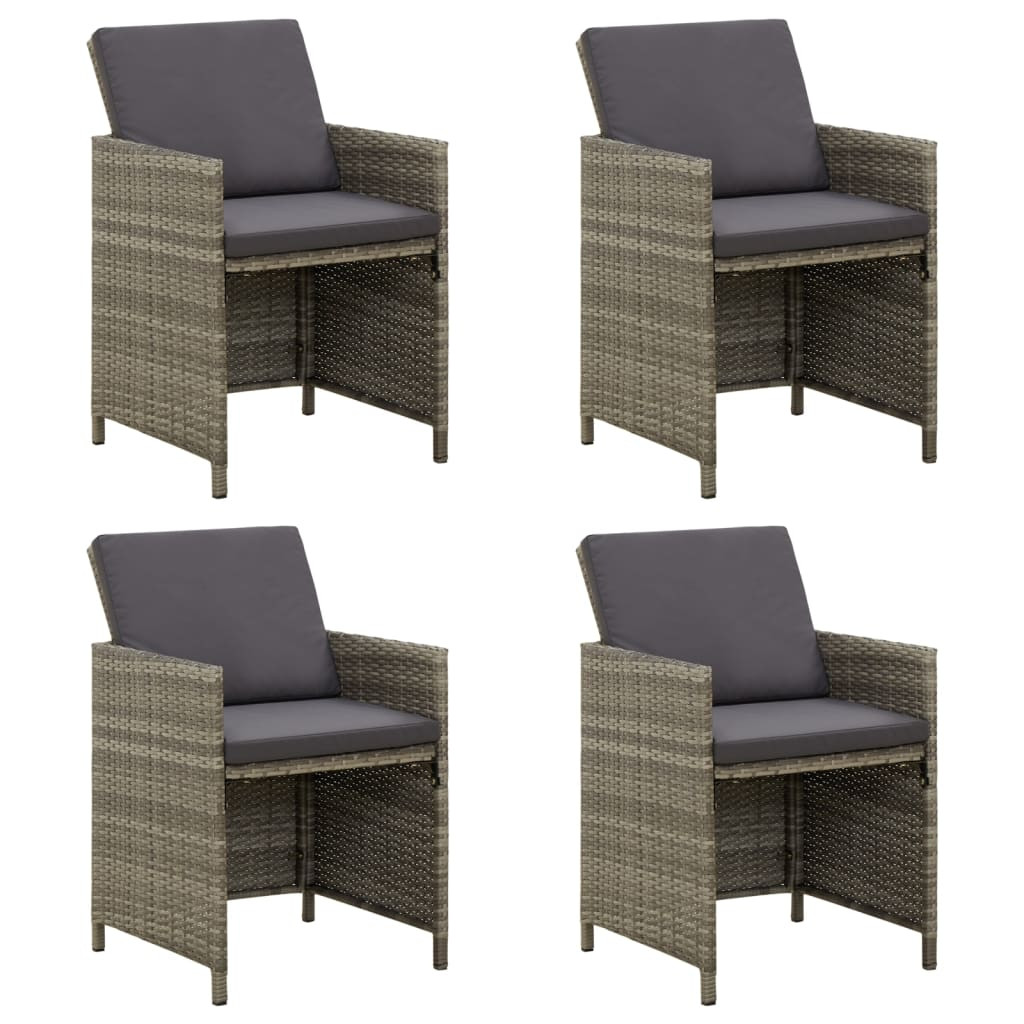 vidaXL Gartenstühle mit Kissen 4 Stk. Poly Rattan Grau