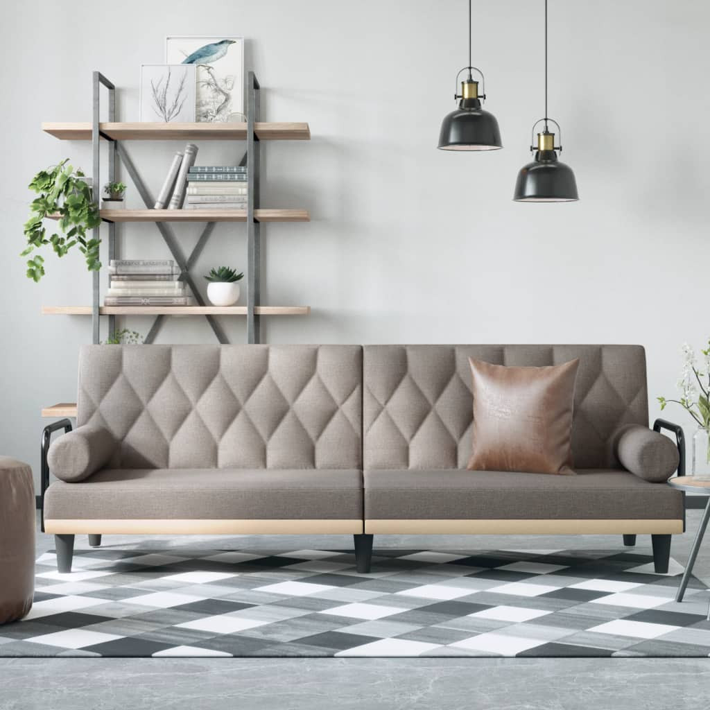 vidaXL Schlafsofa mit Armlehnen Taupe Stoff