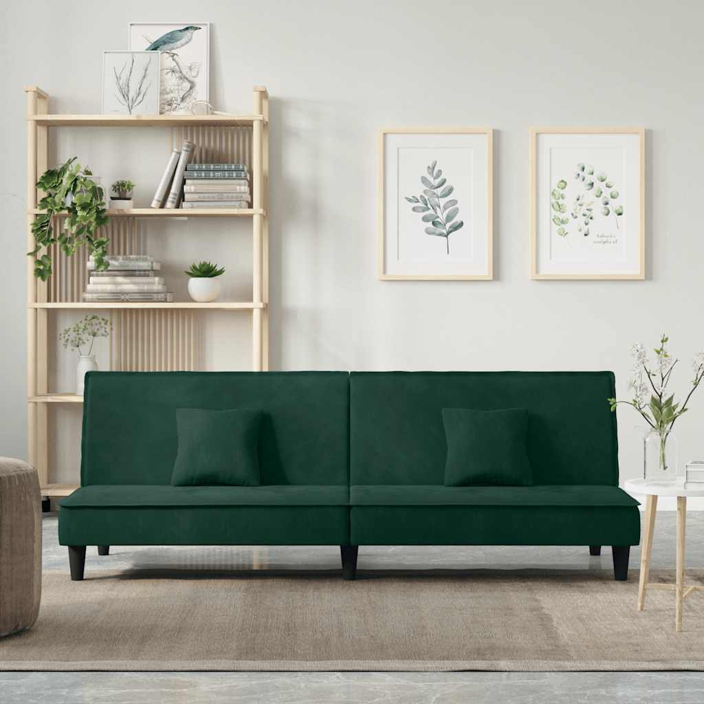 vidaXL Schlafsofa Dunkelgrün Samt