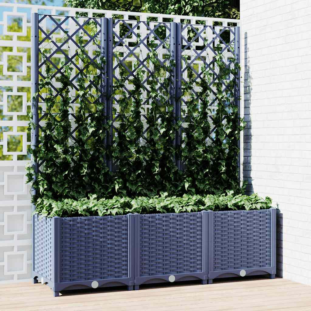 vidaXL Pflanzkübel mit Spalier Blaugrau 120x40x136 cm PP