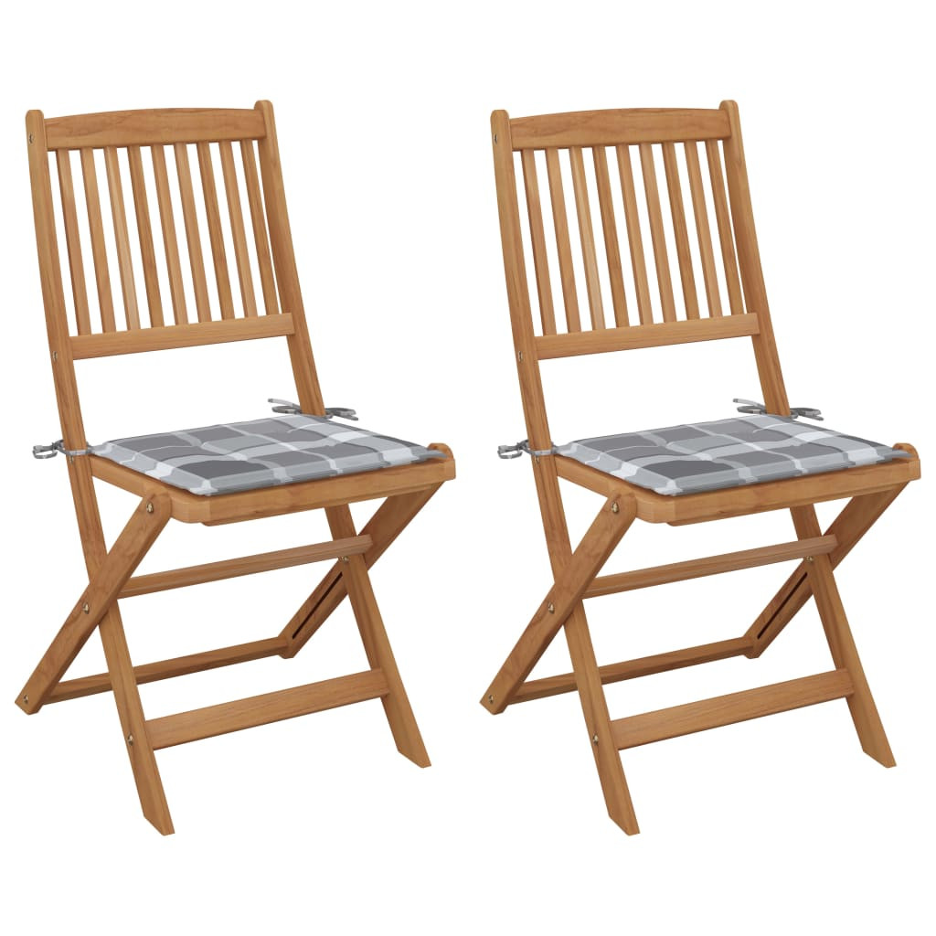 vidaXL Klappbare Gartenstühle 2 Stk. mit Kissen Massivholz Akazie