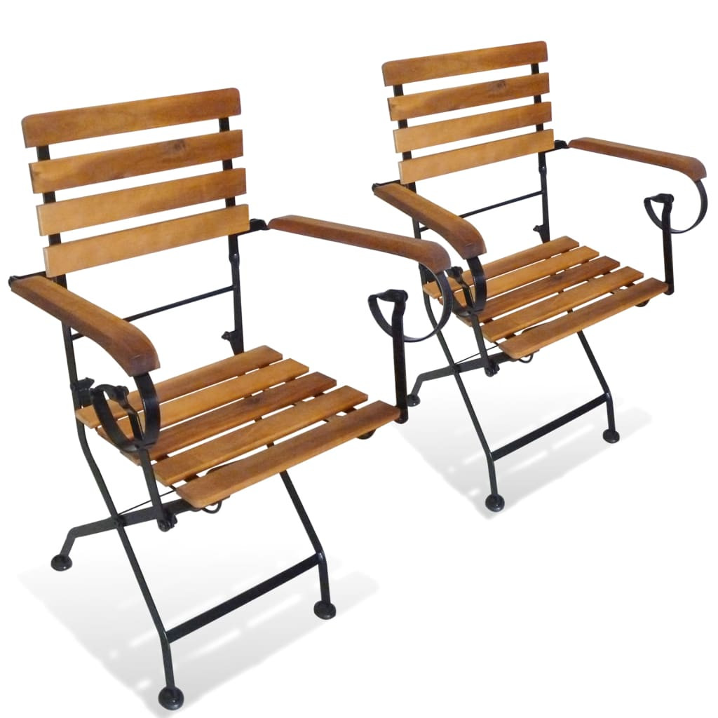 vidaXL Klappbare Gartenstühle 2 Stk. Stahl und Massivholz Akazie