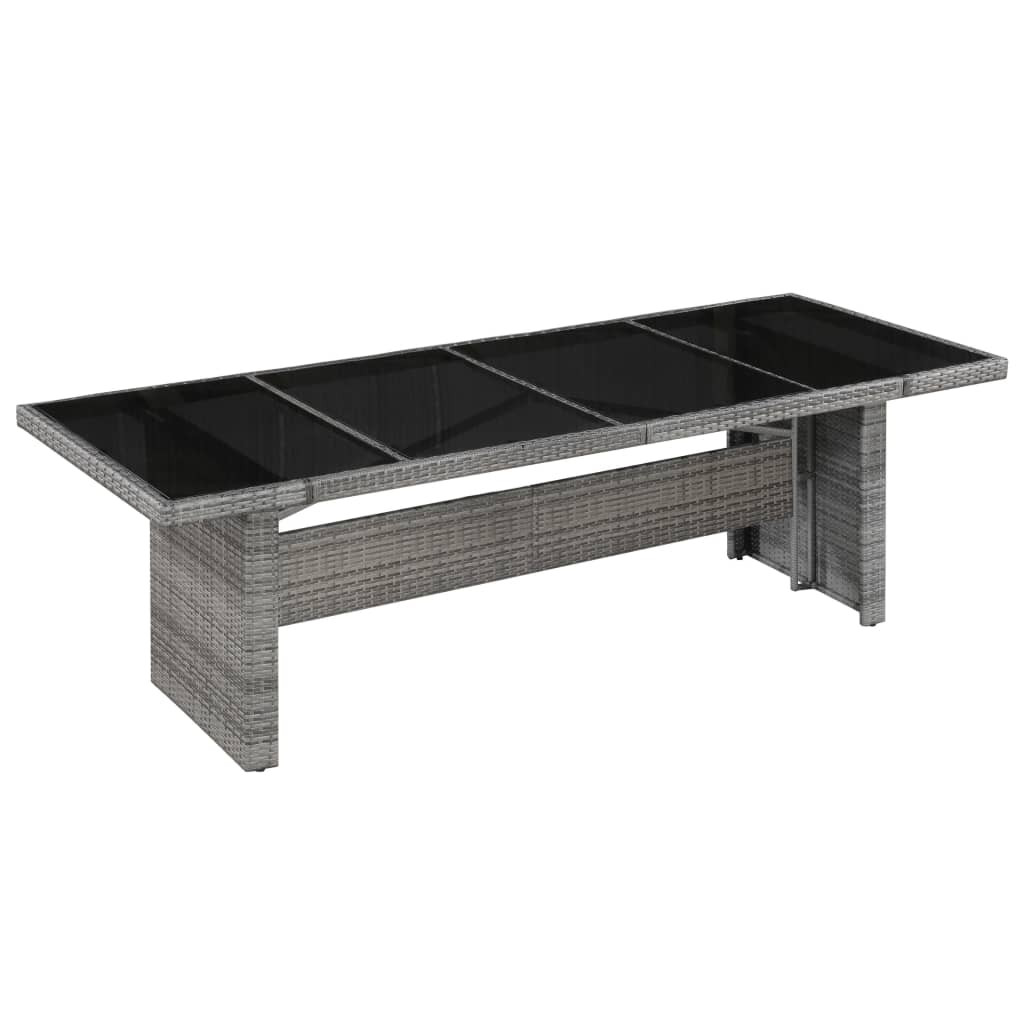 vidaXL Gartentisch 240x90x74 cm Poly Rattan und Glas