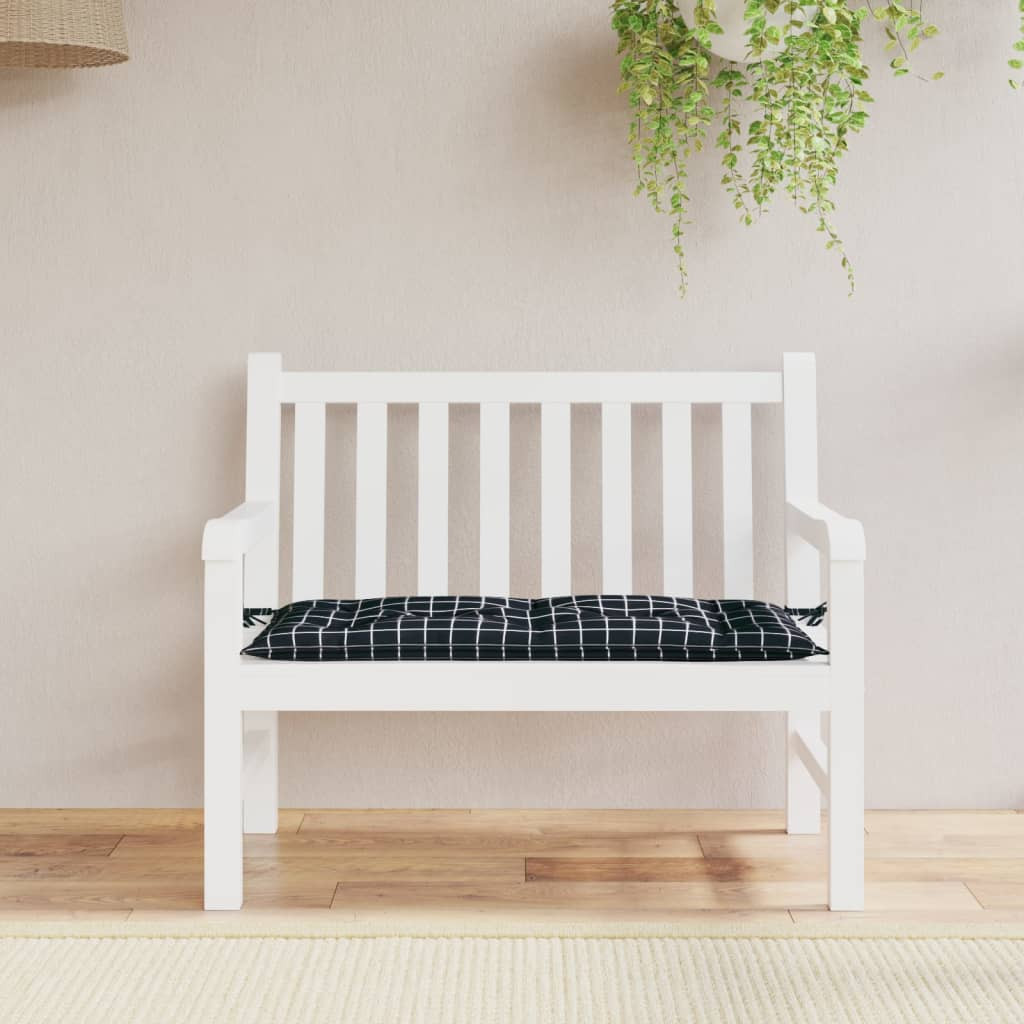 vidaXL Gartenbank-Auflage Schwarz Karomuster 100x50x7 cm Oxford-Gewebe