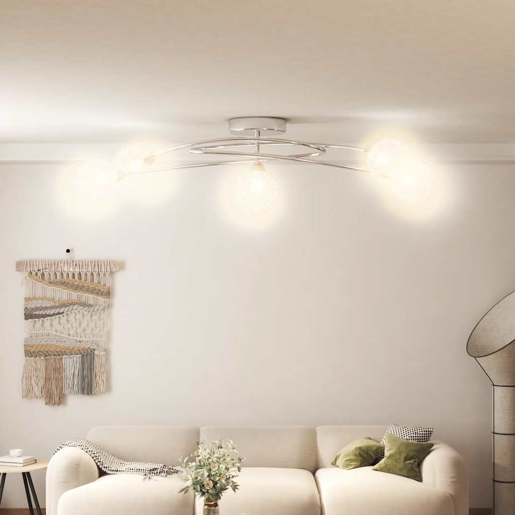 vidaXL Deckenleuchte mit Drahtgeflecht-Schirmen für 5 G9 LED-Leuchten