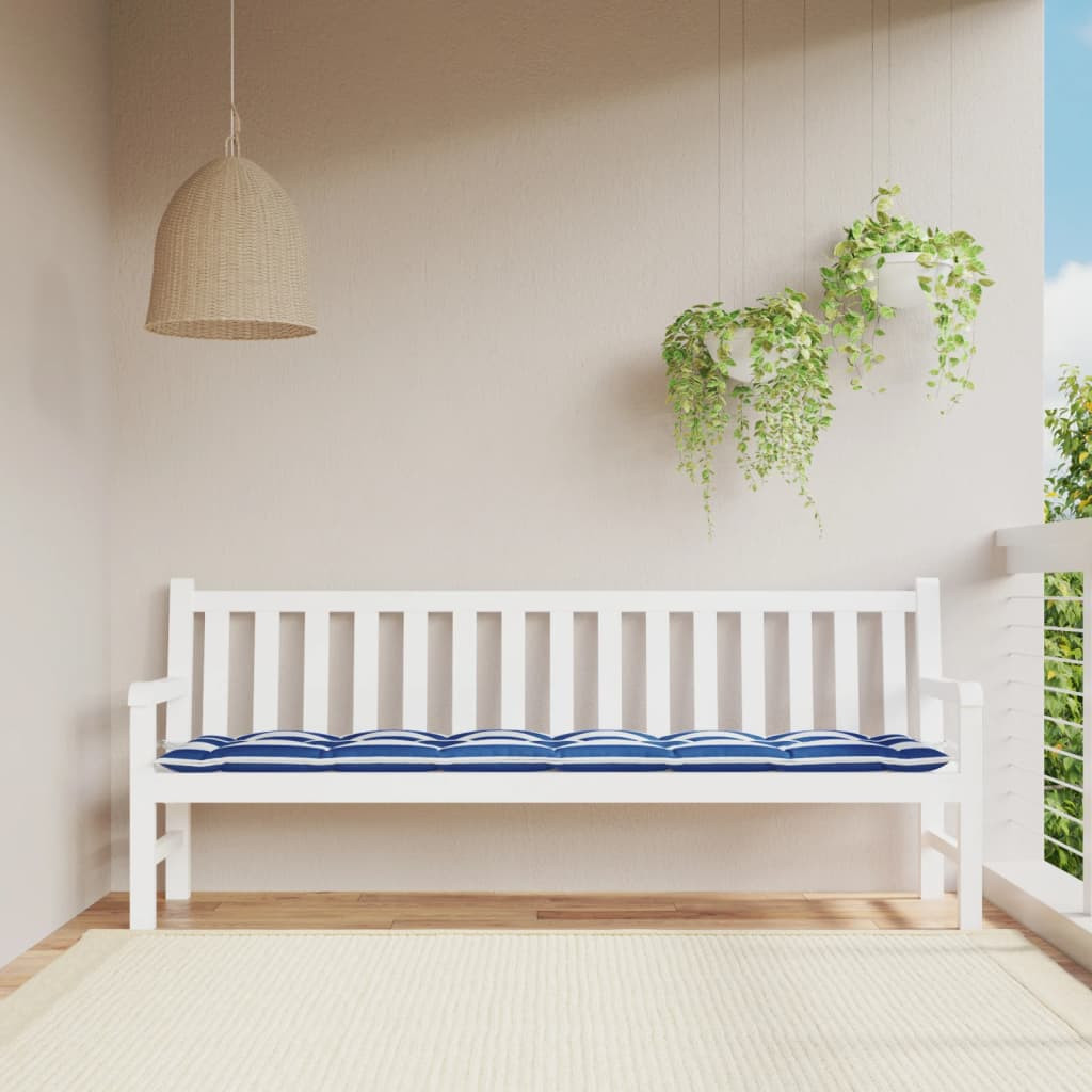 vidaXL Gartenbank-Auflage Blau&Weiß Gestreift 200x50x7 cm Stoff