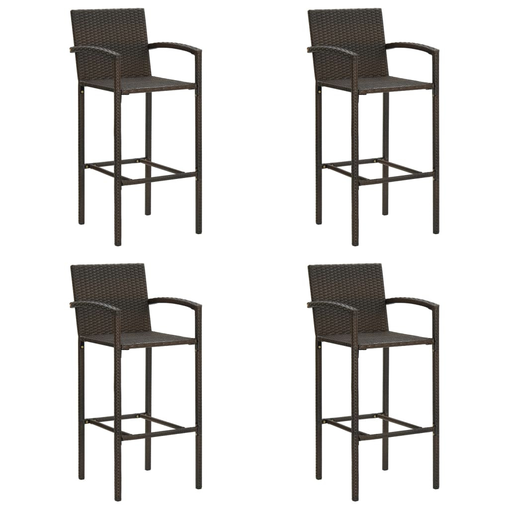 vidaXL Barhocker 4 Stk. Braun Poly Rattan