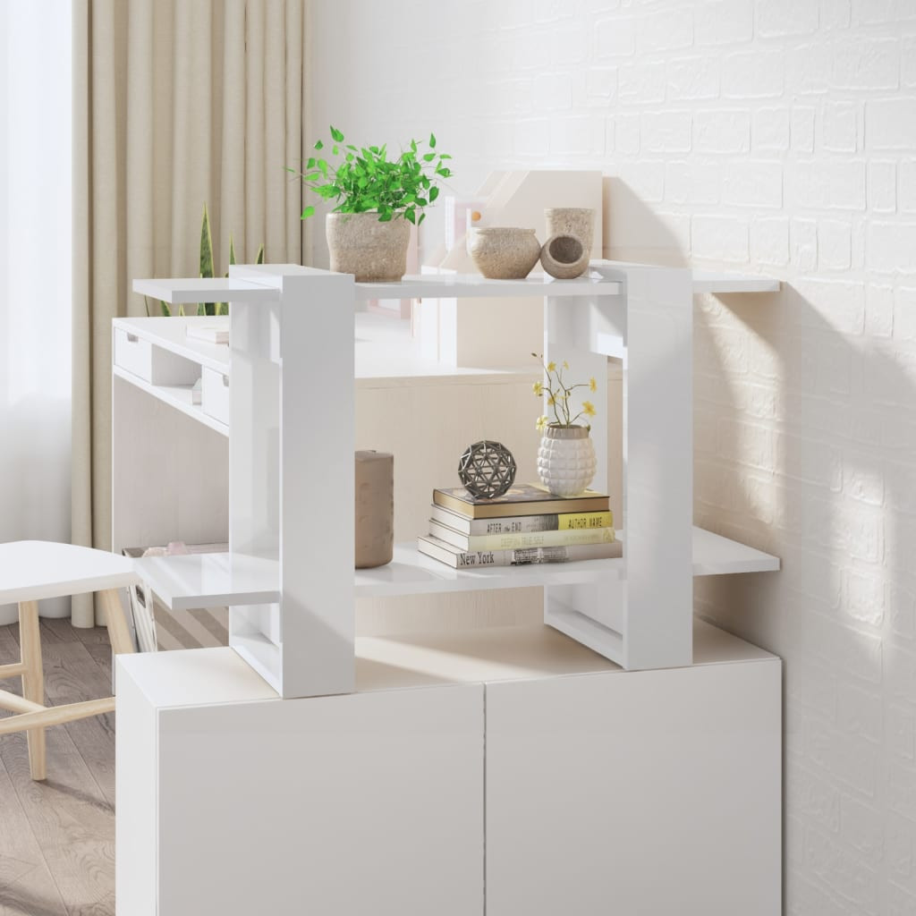 vidaXL Bücherregal/Raumteiler Hochglanz-Weiß 80x30x51 cm