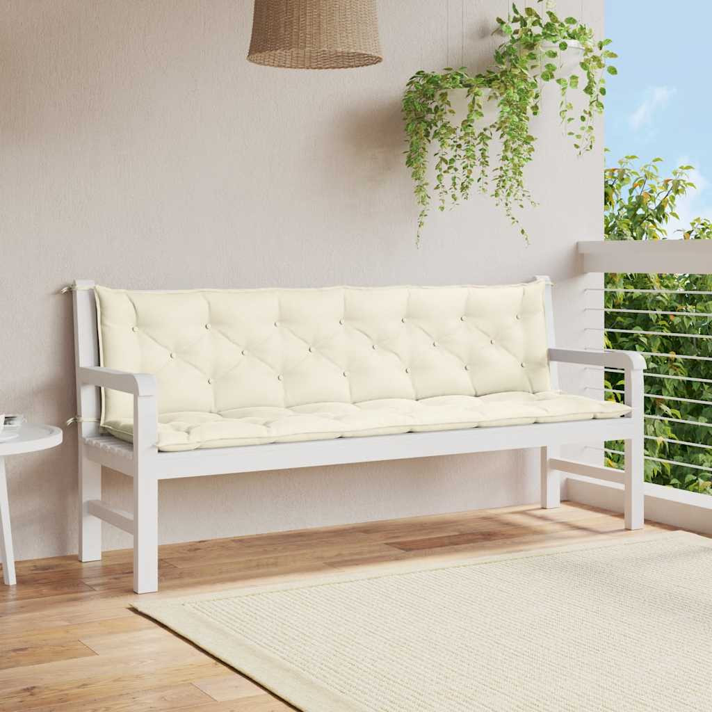 vidaXL Gartenbank-Auflage Cremeweiß 200x(50+50)x7 cm Oxford-Gewebe
