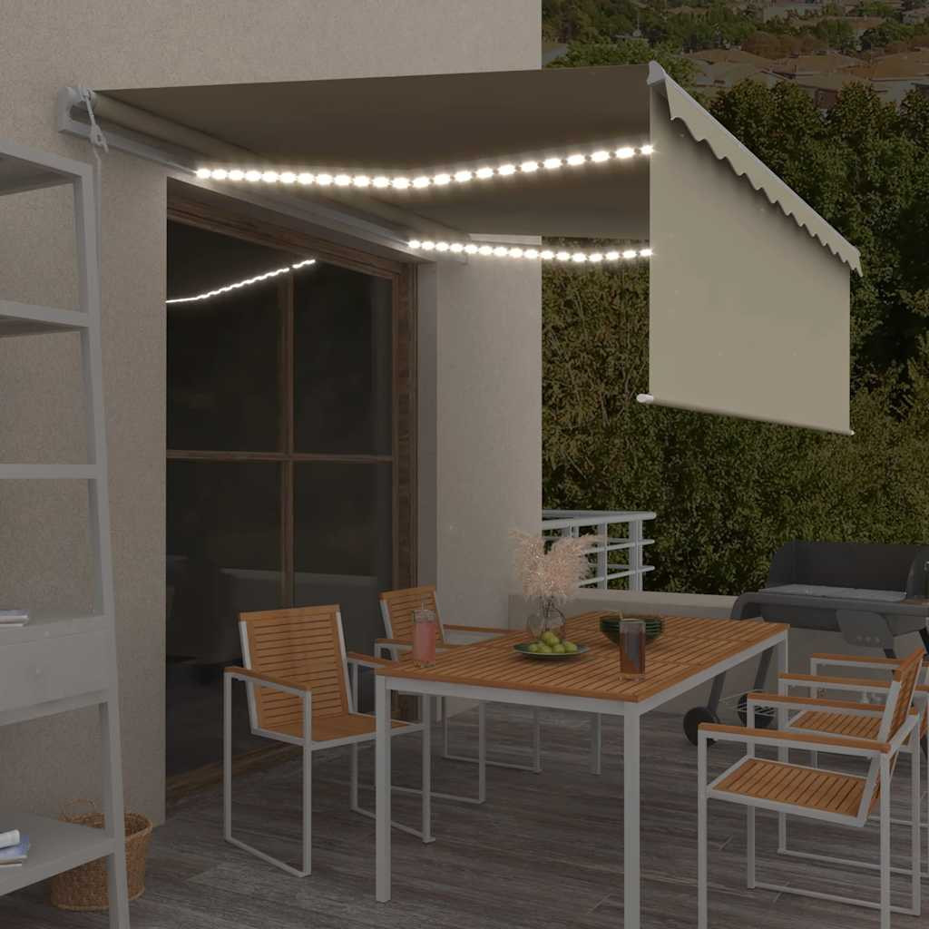 vidaXL Markise Automatisch mit Rollo LED Windsensor 4x3 m Creme