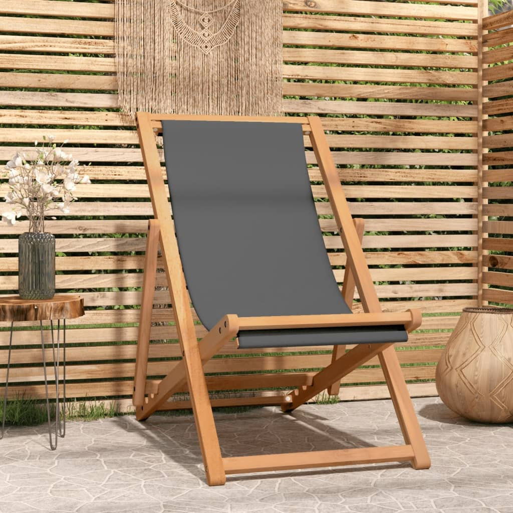 vidaXL Strandstuhl Klappbar Massivholz Teak Grau