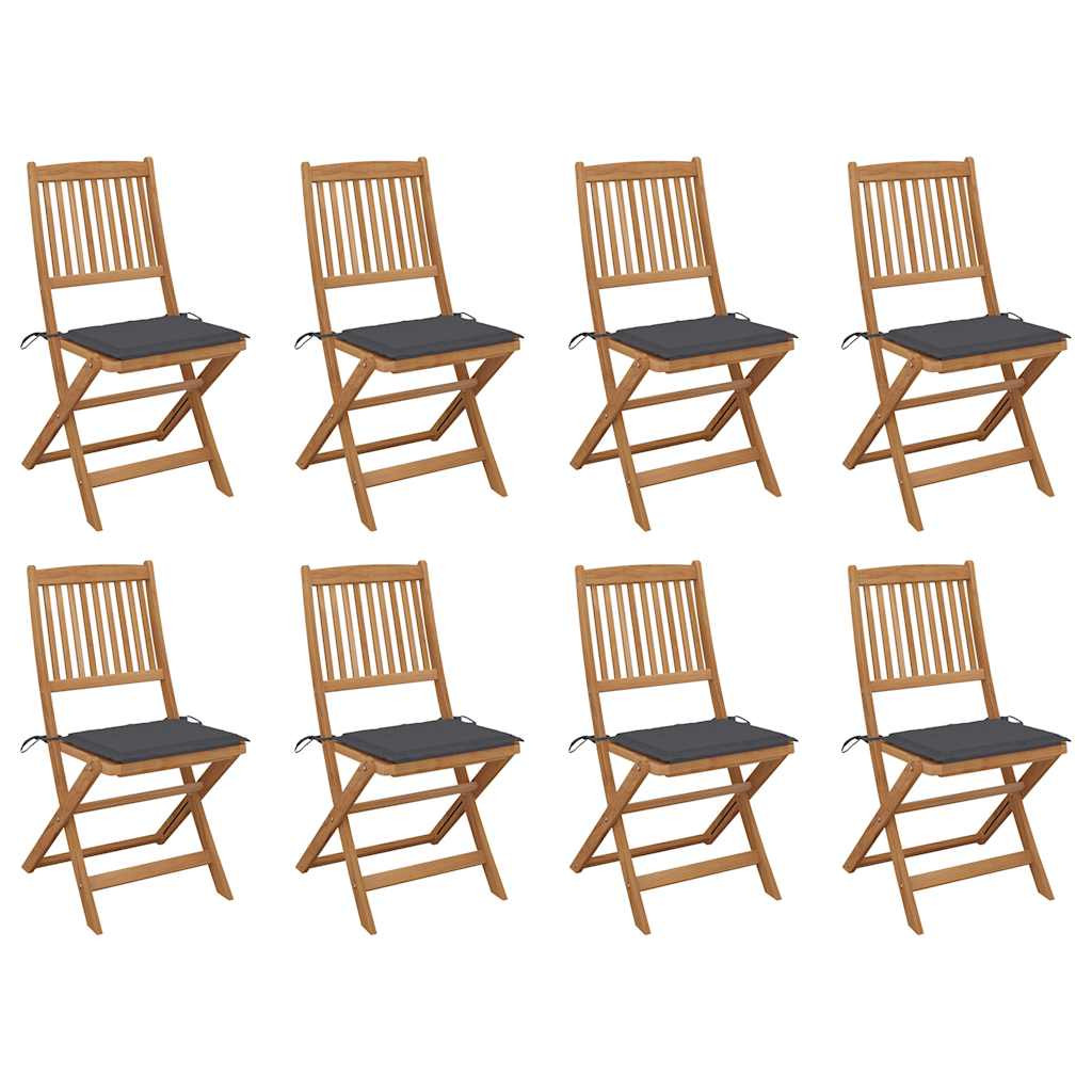 vidaXL Klappbare Gartenstühle mit Kissen 8 Stk. Massivholz Akazie