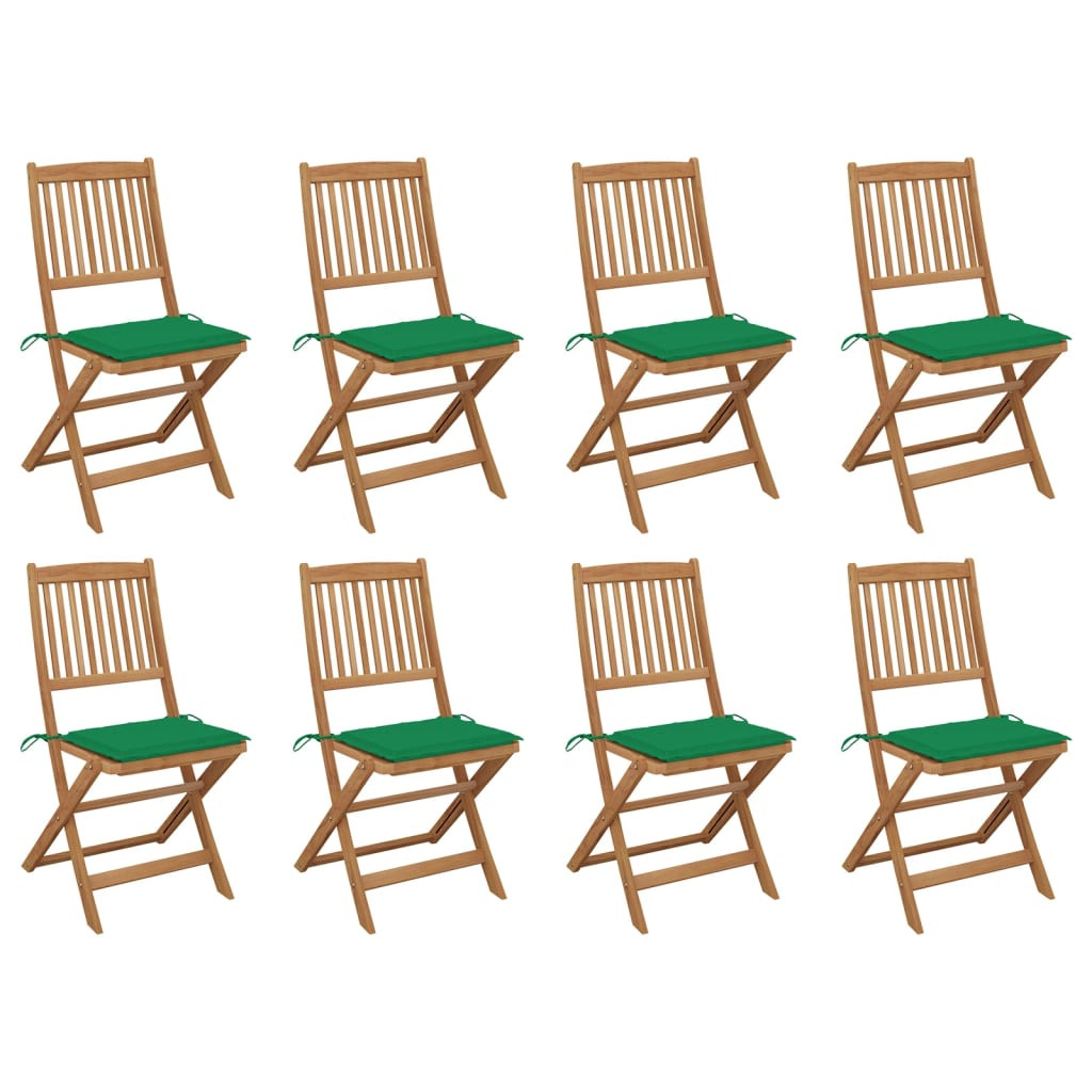 vidaXL Klappbare Gartenstühle mit Kissen 8 Stk. Massivholz Akazie