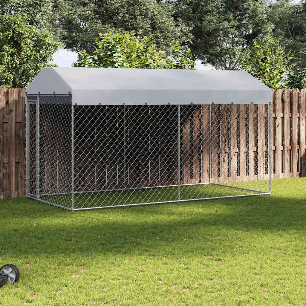 vidaXL Outdoor-Hundezwinger mit Überdachung 382x192x225 cm