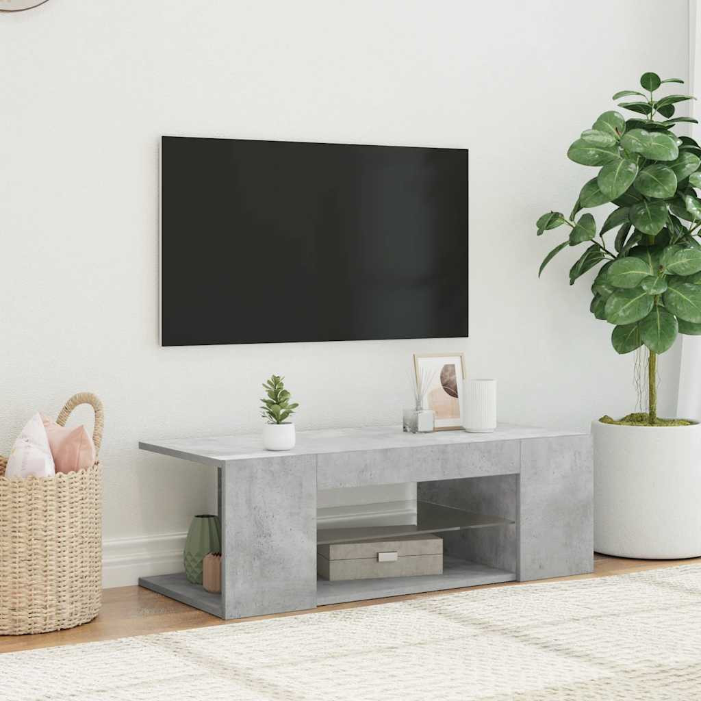 vidaXL TV-Schrank mit LED-Leuchten Betongrau 90x39x30 cm