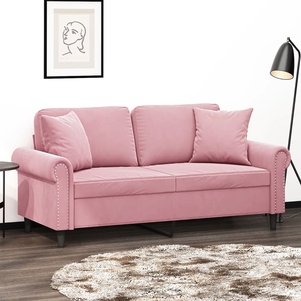 vidaXL 2-Sitzer-Sofa mit Zierkissen Rosa 140 cm Samt