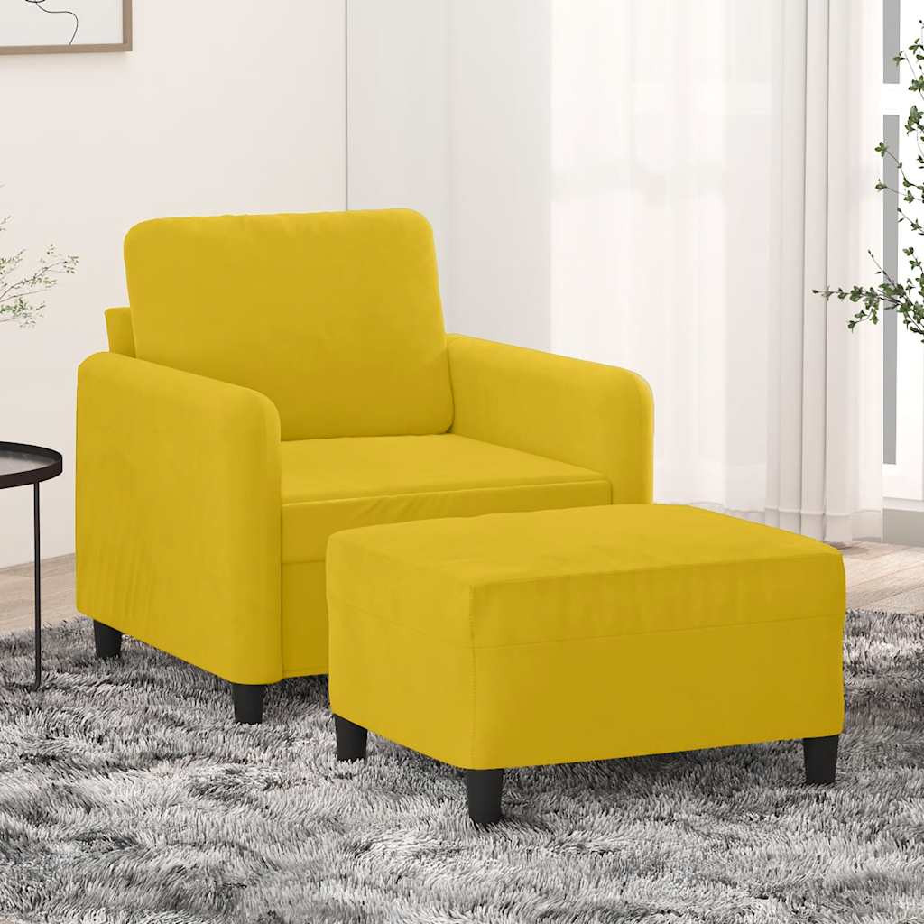 vidaXL Sessel mit Hocker Gelb 60 cm Samt