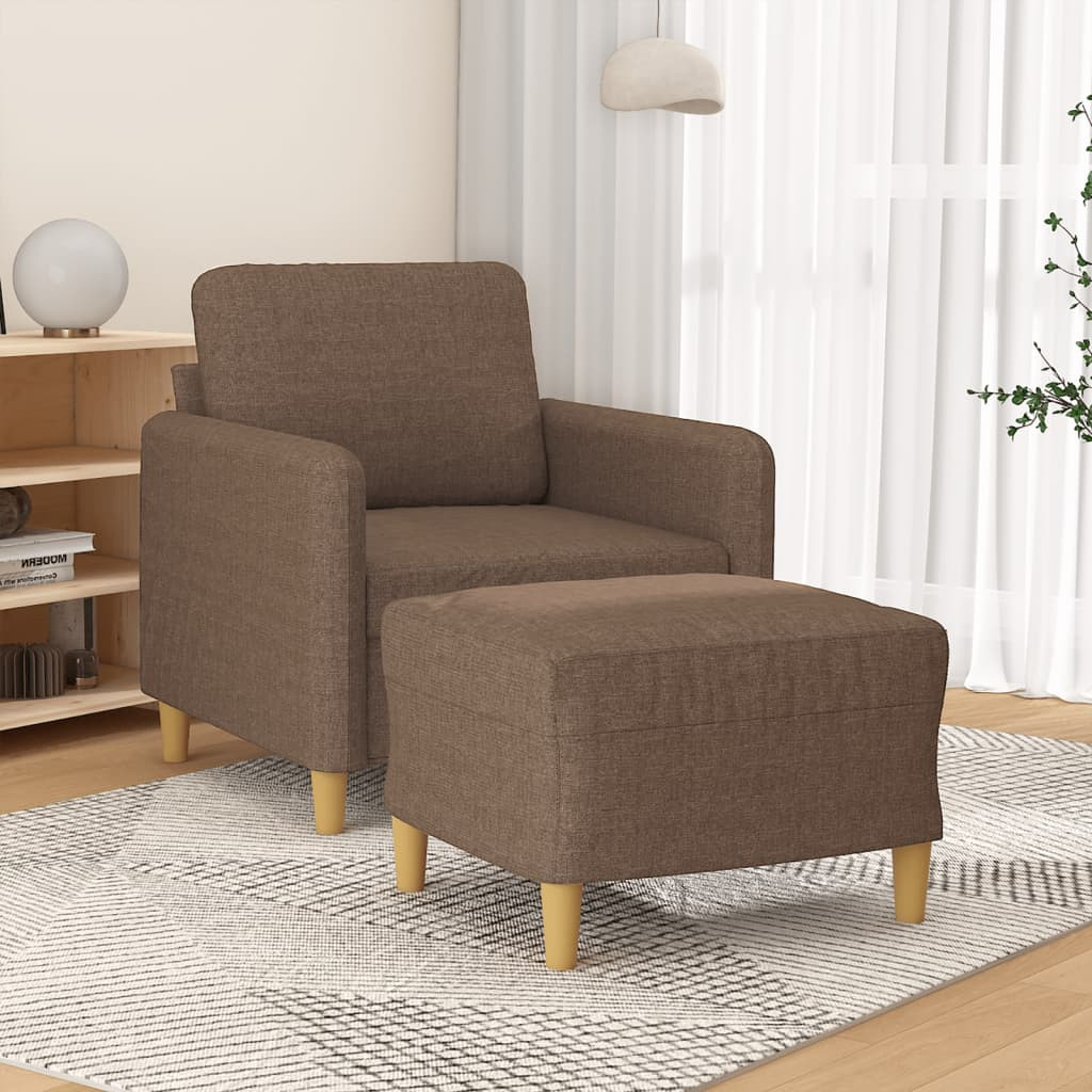 vidaXL Sessel mit Hocker Braun 60 cm Stoff
