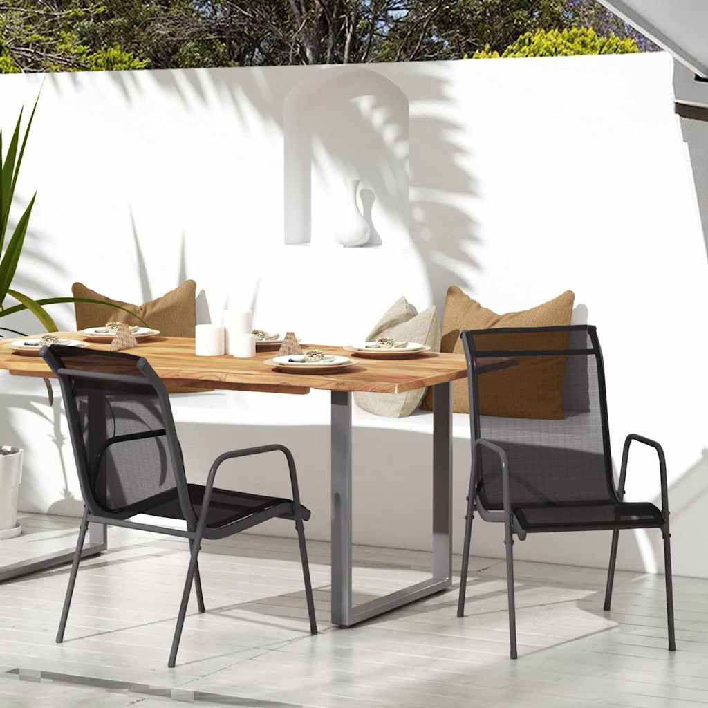 vidaXL Gartenstühle 2 Stk. Stahl und Textilene Schwarz
