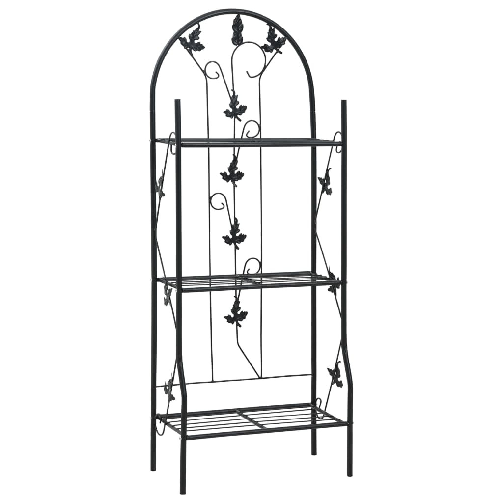 vidaXL 3-stufiges Pflanzenregal Schwarz 52 x 28 x 128 cm Eisen