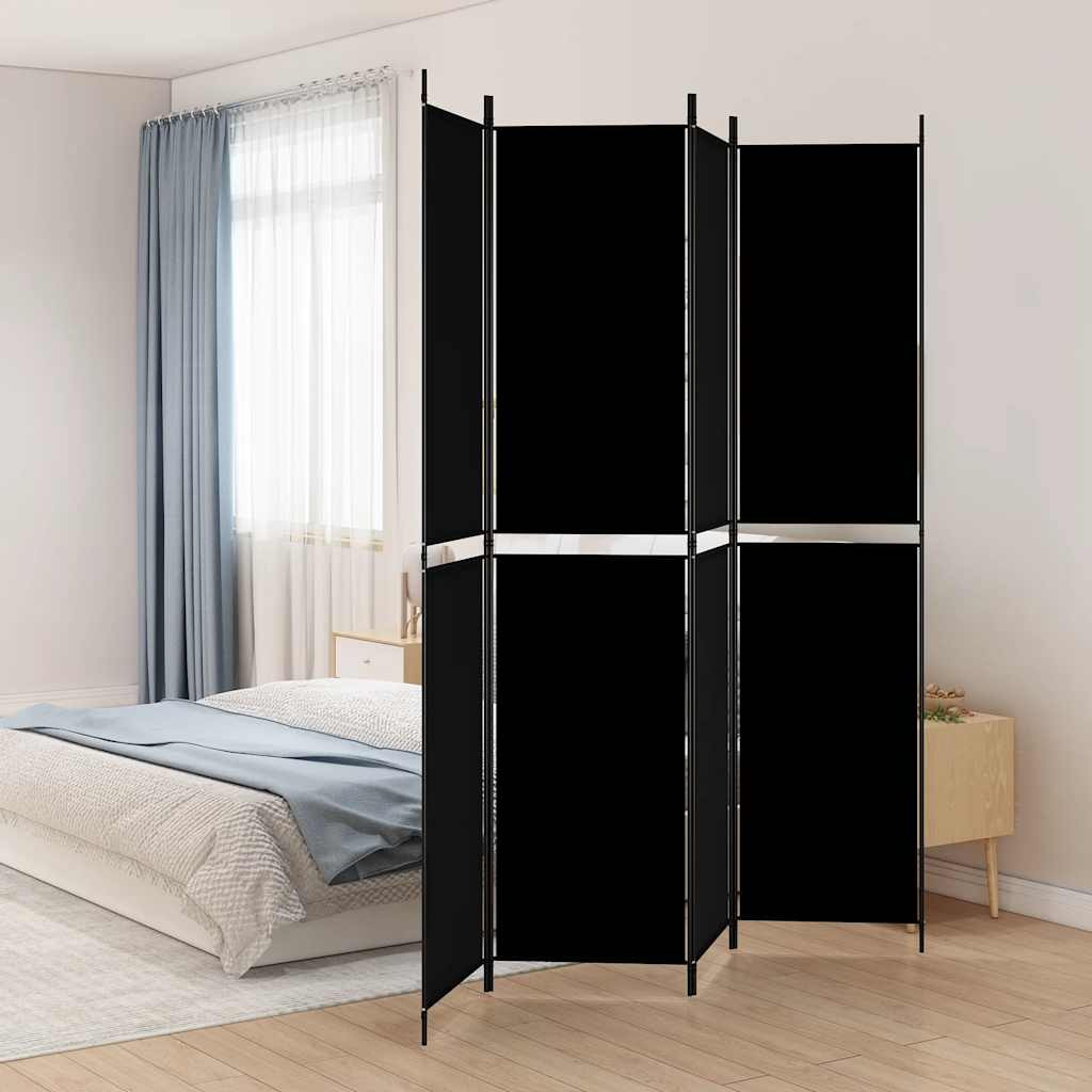 vidaXL 4-tlg. Paravent Schwarz 200x220 cm Stoff