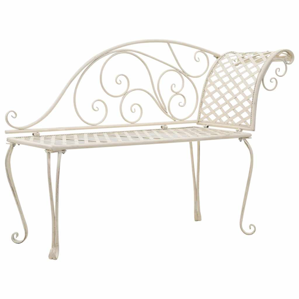 vidaXL Garten-Chaiselongue 128 cm Metall Antik Weiß