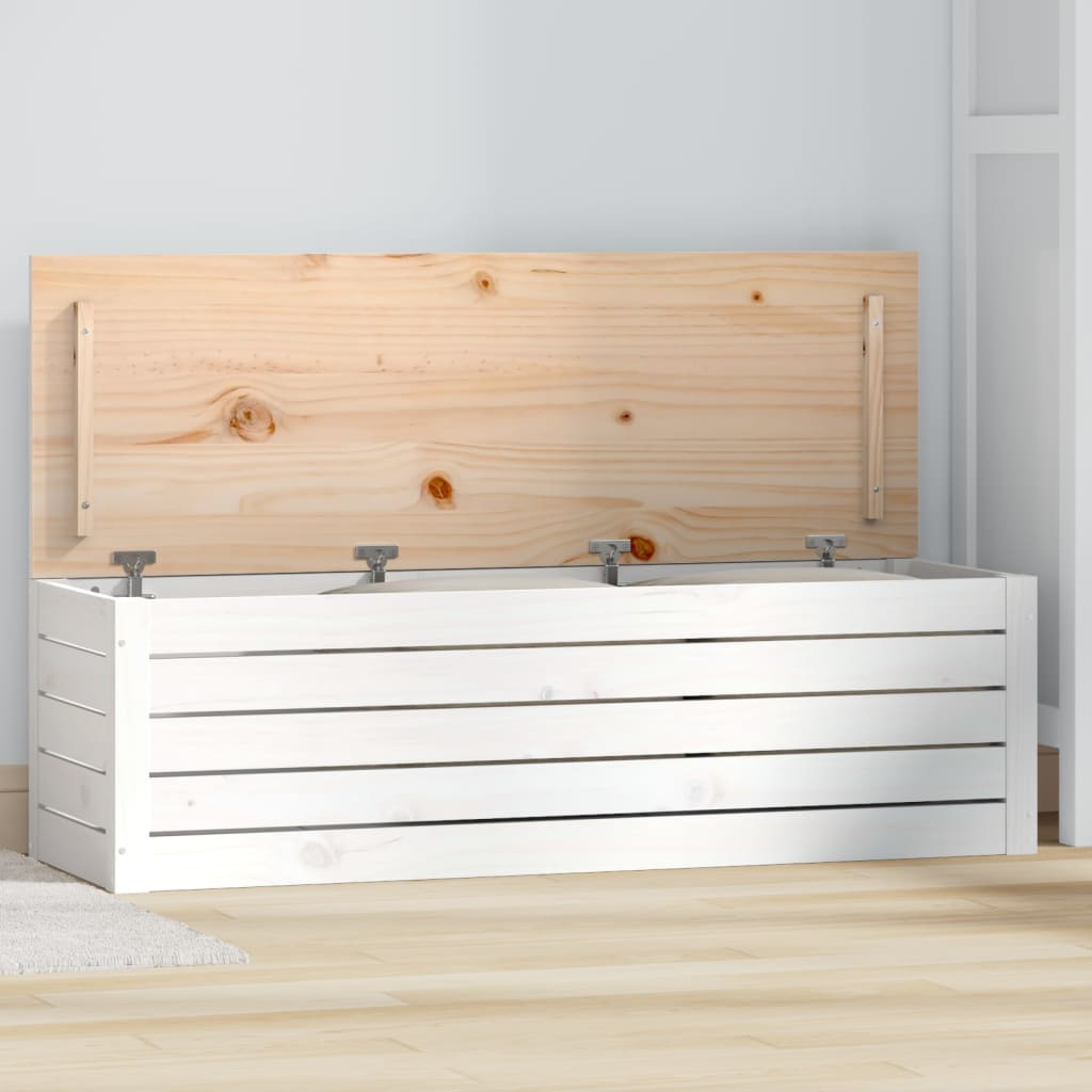 vidaXL Truhe Weiß 109x36,5x33 cm Massivholz Kiefer