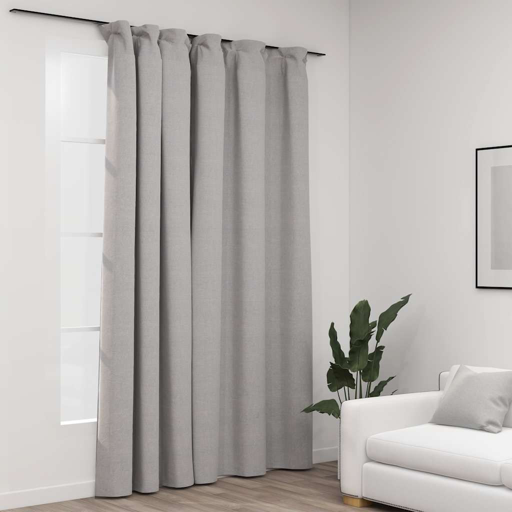 vidaXL Verdunkelungsvorhang mit Haken Leinenoptik Grau 290x245 cm