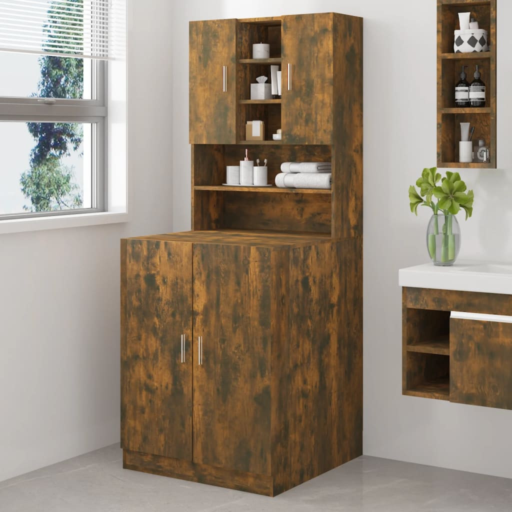 vidaXL Waschmaschinenschrank Räuchereiche Holzwerkstoff