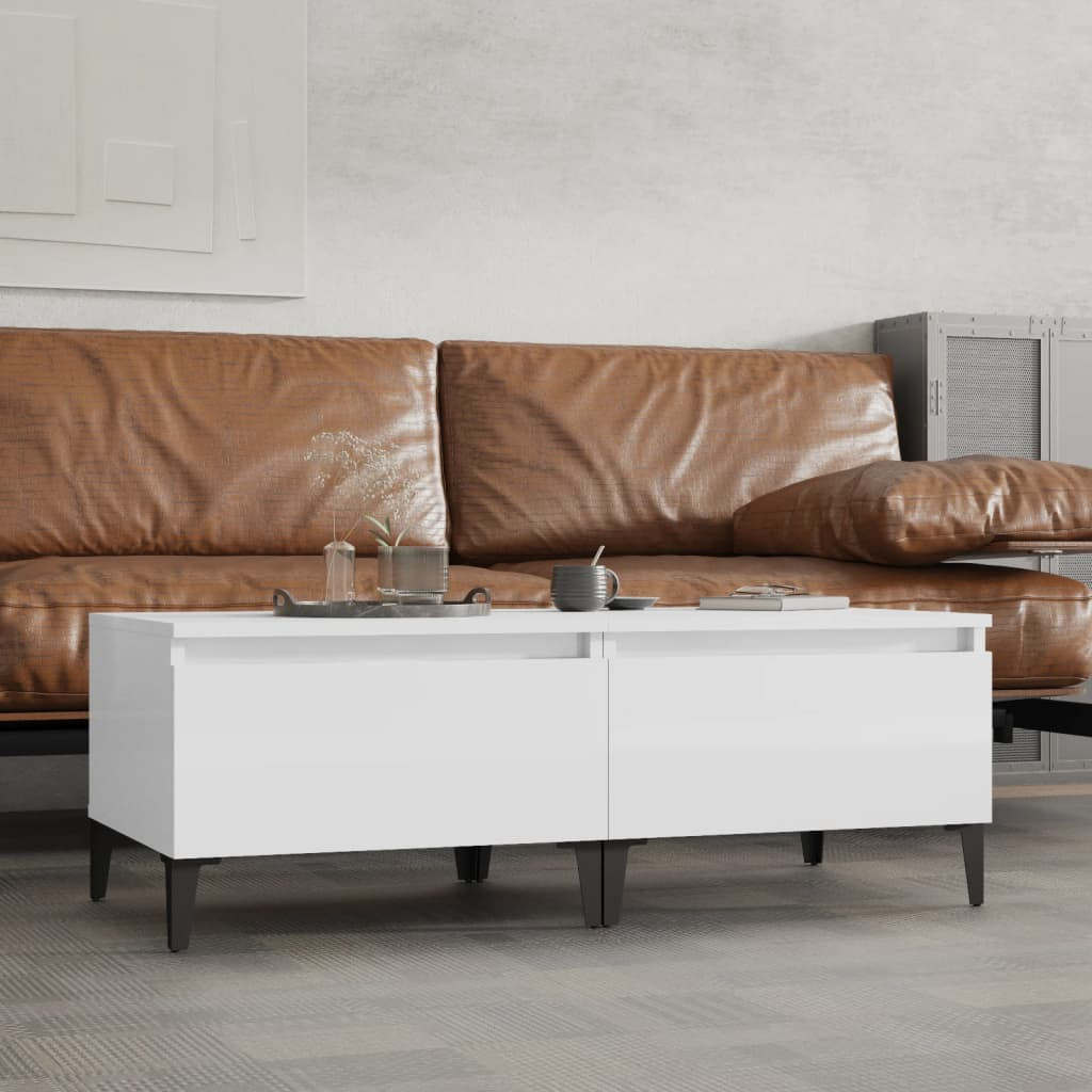 vidaXL Beistelltische 2 Stk. Hochglanz-Weiß 50x46x35 cm Holzwerkstoff