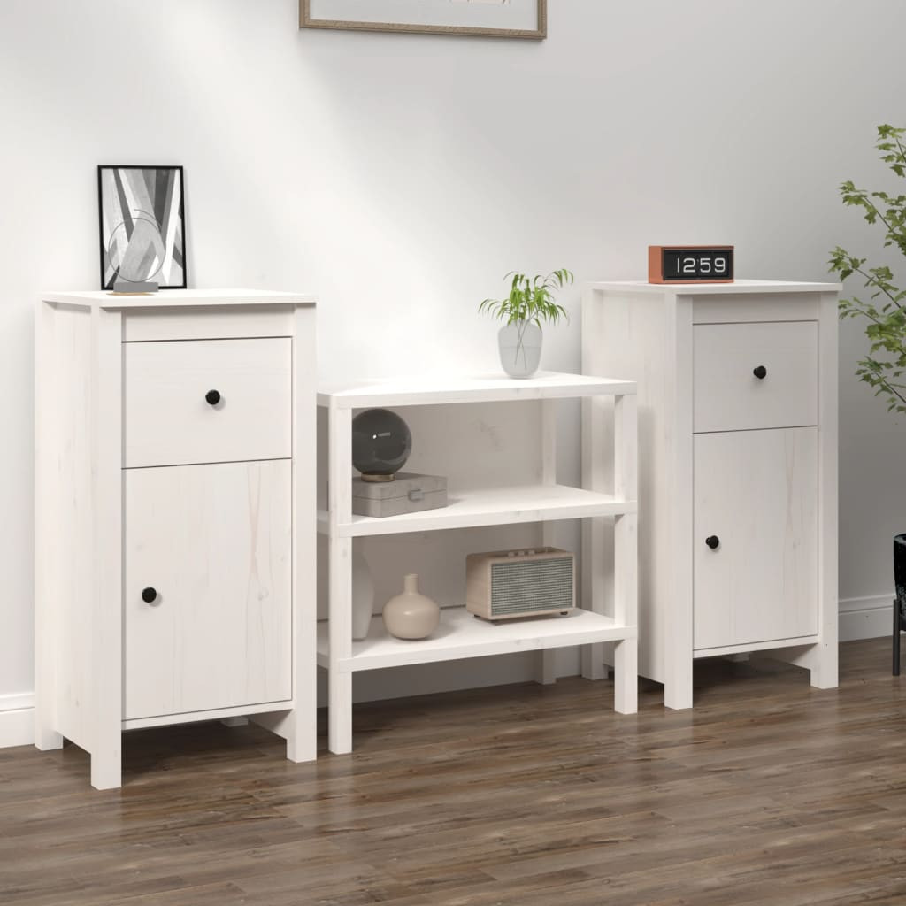 vidaXL Sideboards 2 Stk. Weiß 40x35x80 cm Massivholz Kiefer