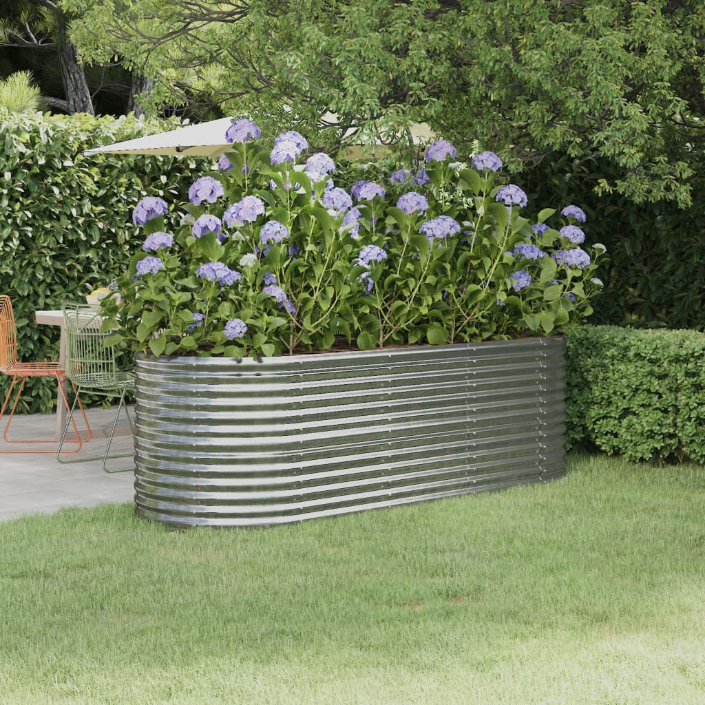 vidaXL Hochbeet Verzinkter Stahl 224x80x68 cm Silbern