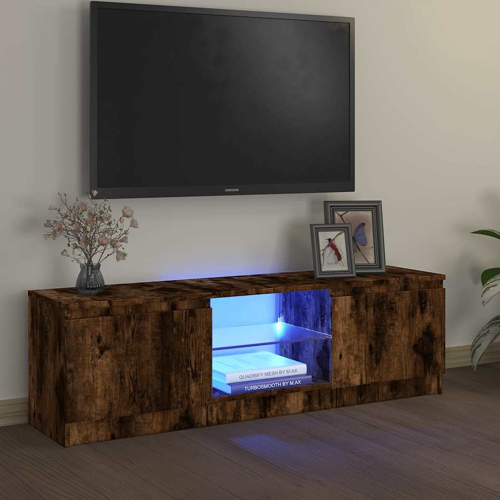 vidaXL TV-Schrank mit LED-Leuchten Räuchereiche 120x30x36 cm