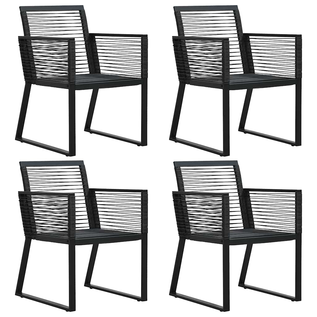 vidaXL Gartenstühle 4 Stk. Seil Rattan Schwarz