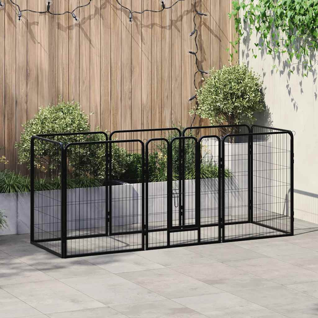 vidaXL Hunde-Laufgitter 8 Paneele Stahl 80 x 100 cm Schwarz