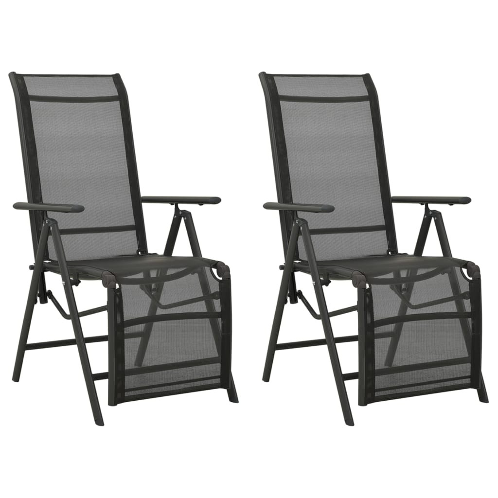 vidaXL Garten-Liegestühle 2 Stk. Textilene und Aluminium Schwarz