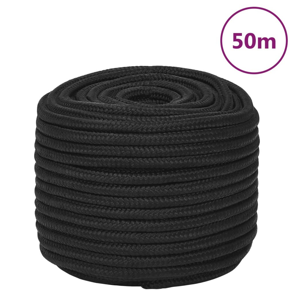 vidaXL Bootsseil Schwarz 12 mm 50 m Polypropylen
