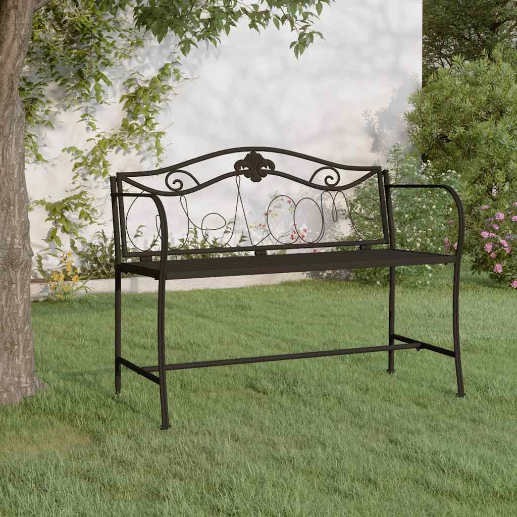 vidaXL 2-Sitzer-Gartenbank 104 cm Schwarz Stahl
