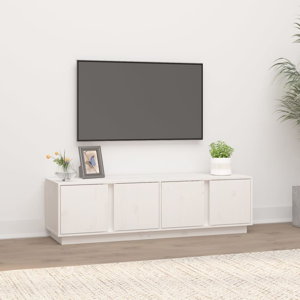 vidaXL TV-Schrank Weiß 140x40x40 cm Massivholz Kiefer