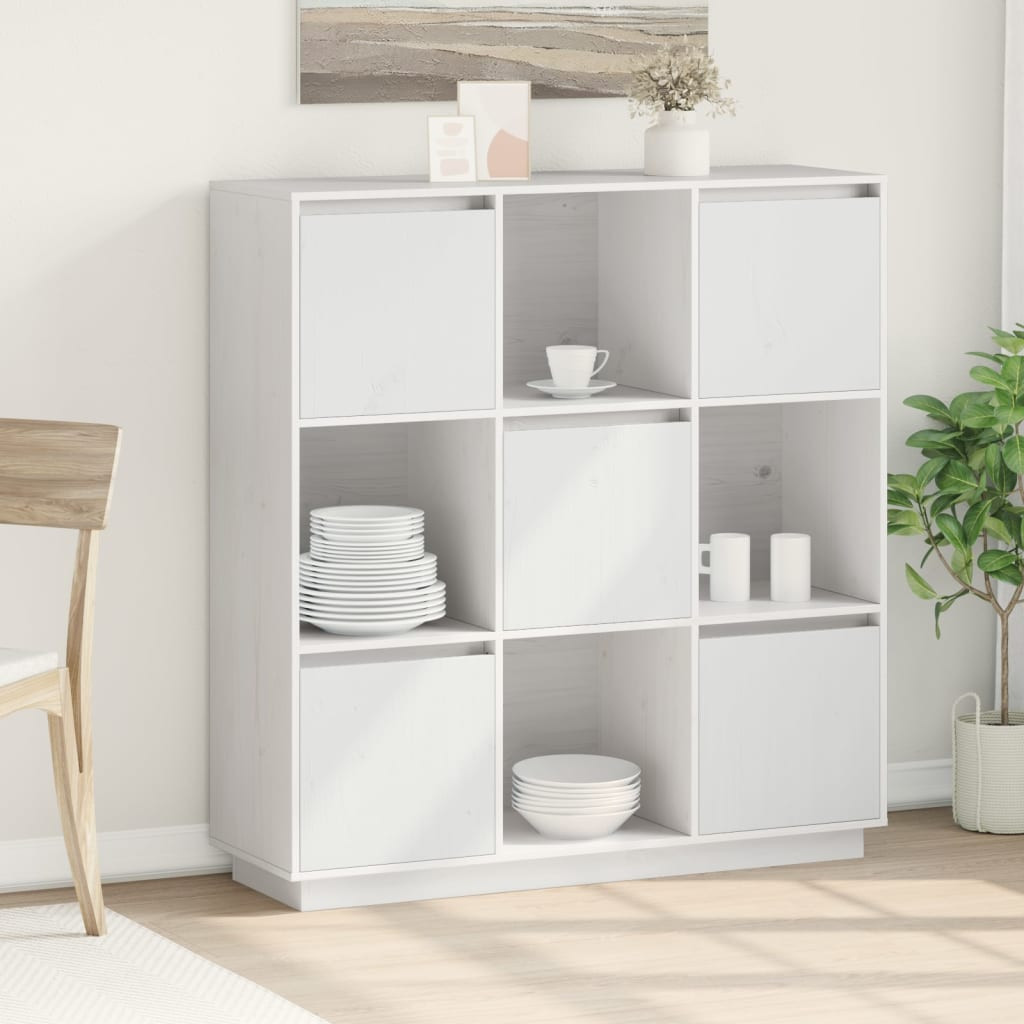 vidaXL Highboard Weiß 110,5x35x117 cm Massivholz Kiefer