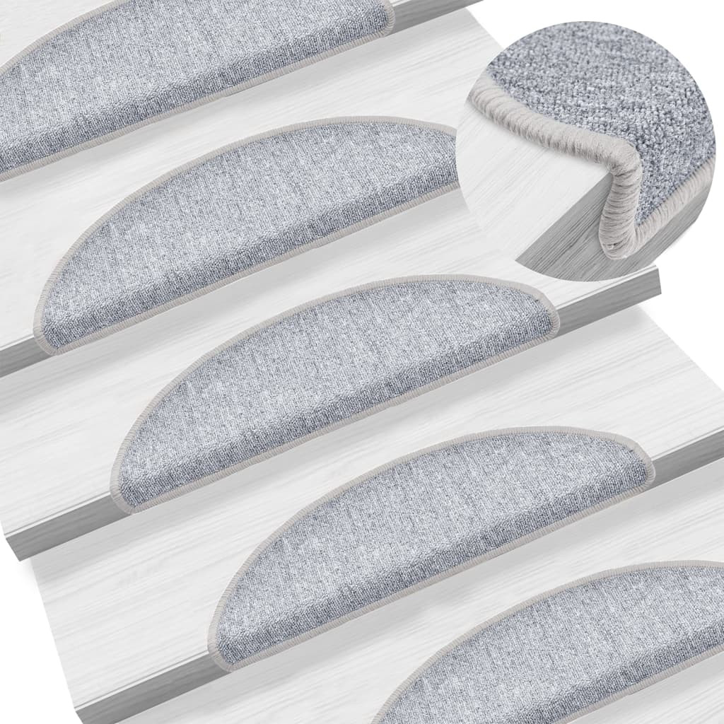 vidaXL Stufenmatten 10 Stk. 56x17x3 cm Hellgrau Halbrund
