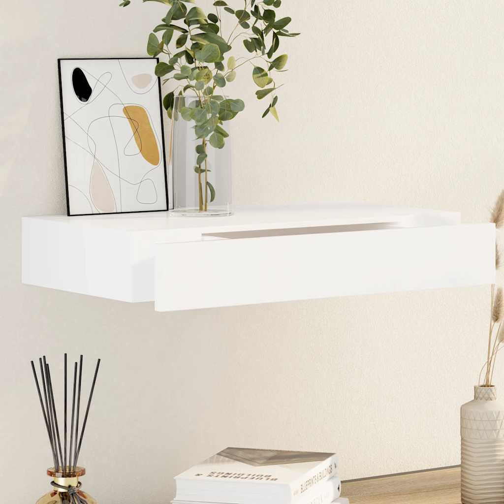 vidaXL Wandregal mit Schublade MDF Weiß