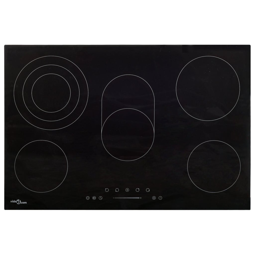 vidaXL Glaskeramik-Kochfeld mit 5 Platten Touch Control 90cm cm 8500 W
