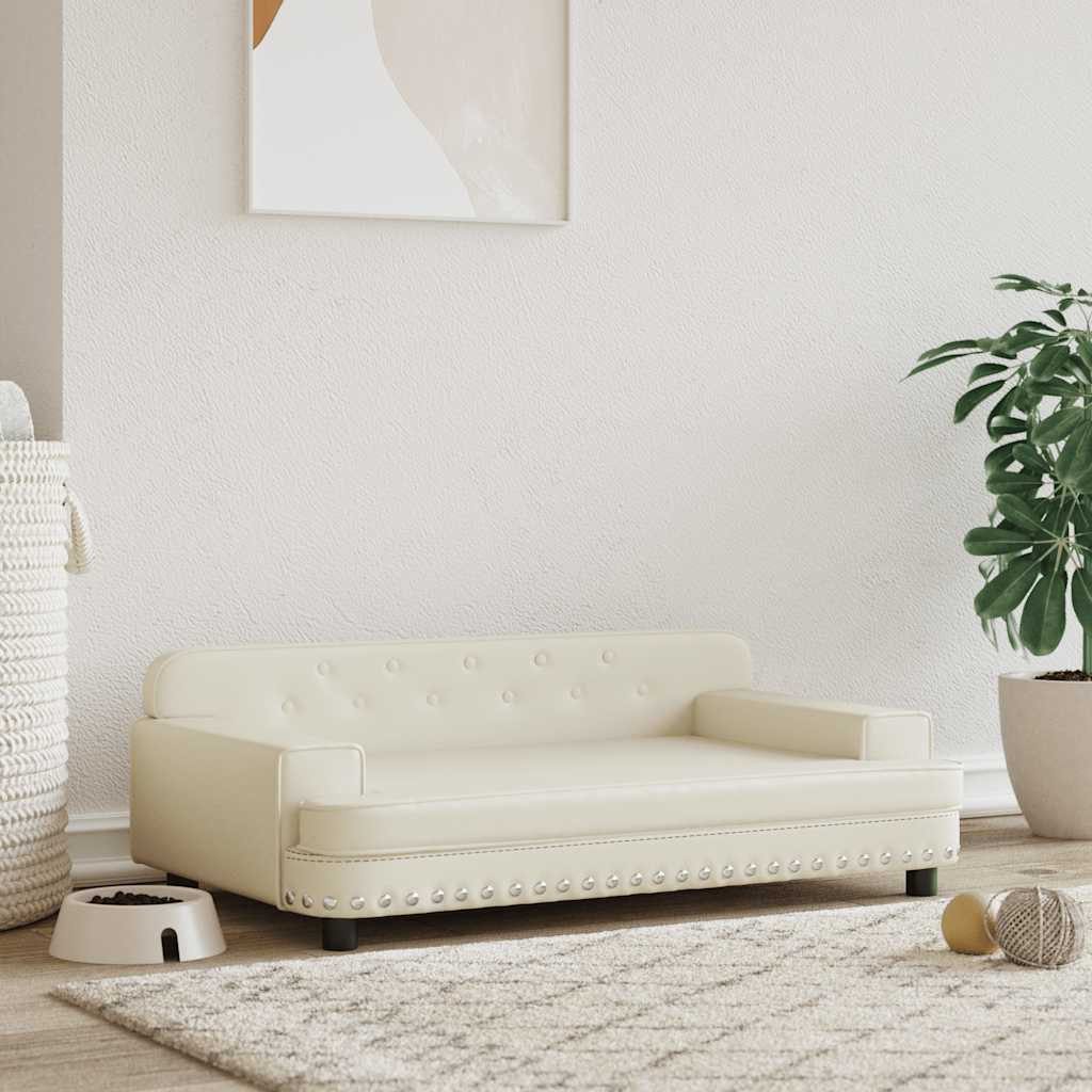 vidaXL Hundebett Creme 90x53x30 cm Kunstleder
