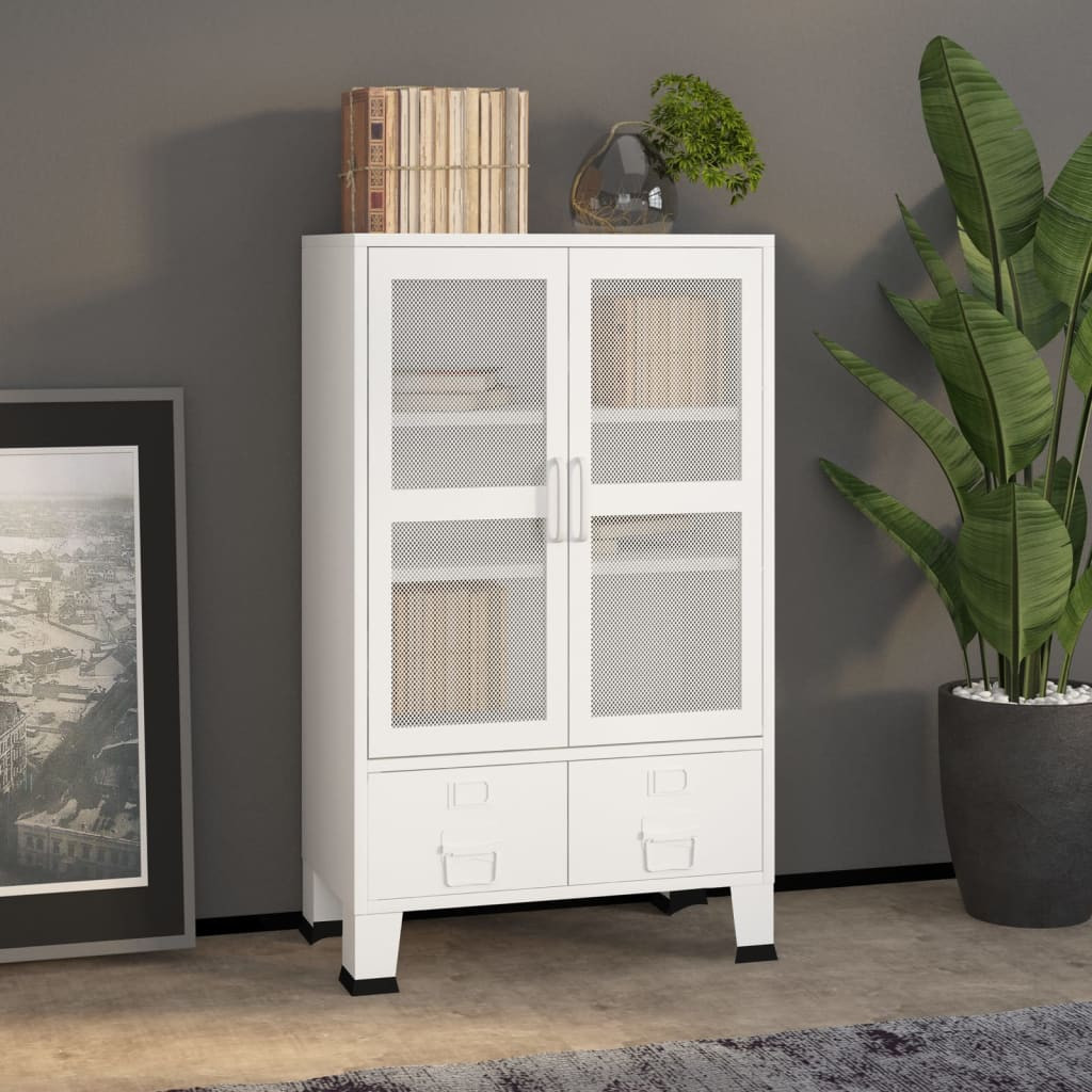 vidaXL Lagerschrank Industrial Weiß 70x40x115 cm Metall